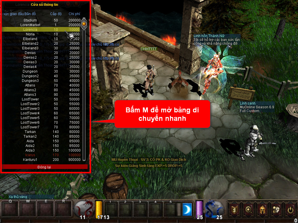 Chức năng chính của Game MU Sơn Hà